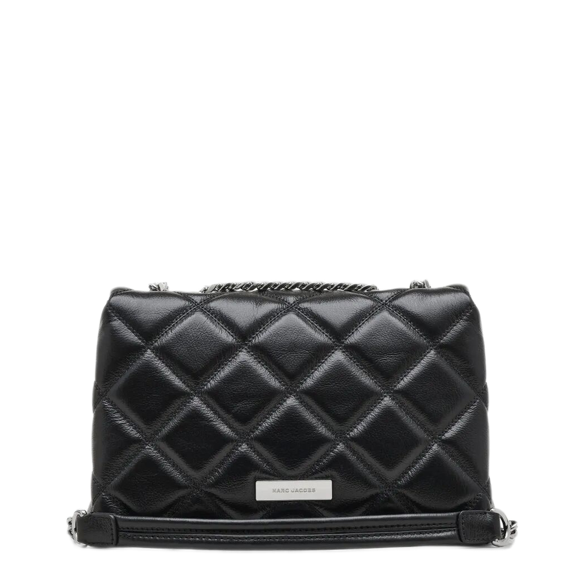 Slim Dual Convertible Leather Shoulder Bag - Black