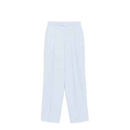 Viscose And Silk Twill Straight Trousers