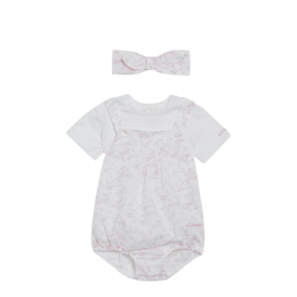 MAYFEYR - Givenchy - White Pink Cotton Romper With Headband - H31267CON54