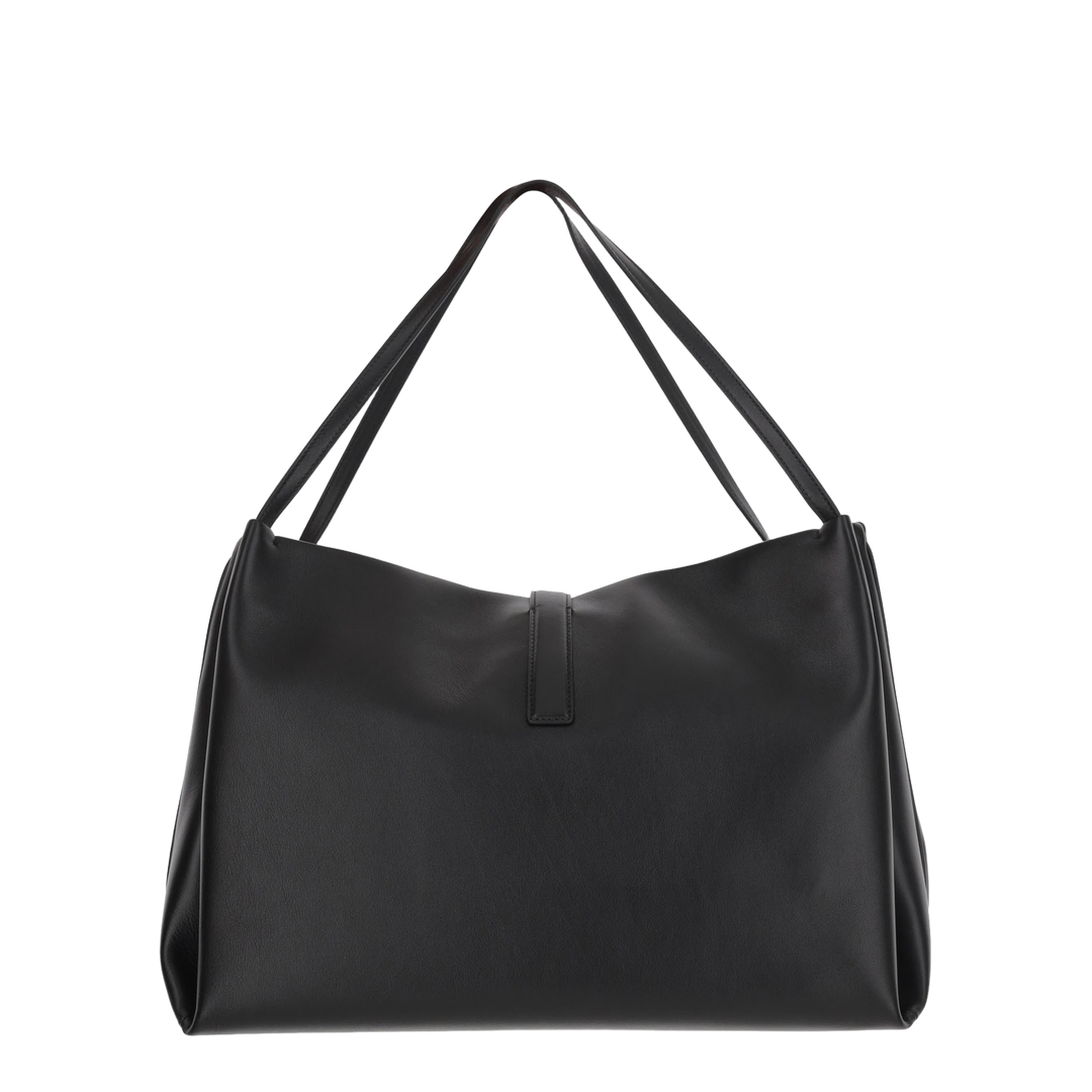 Smooth Black Leather Tote Bag