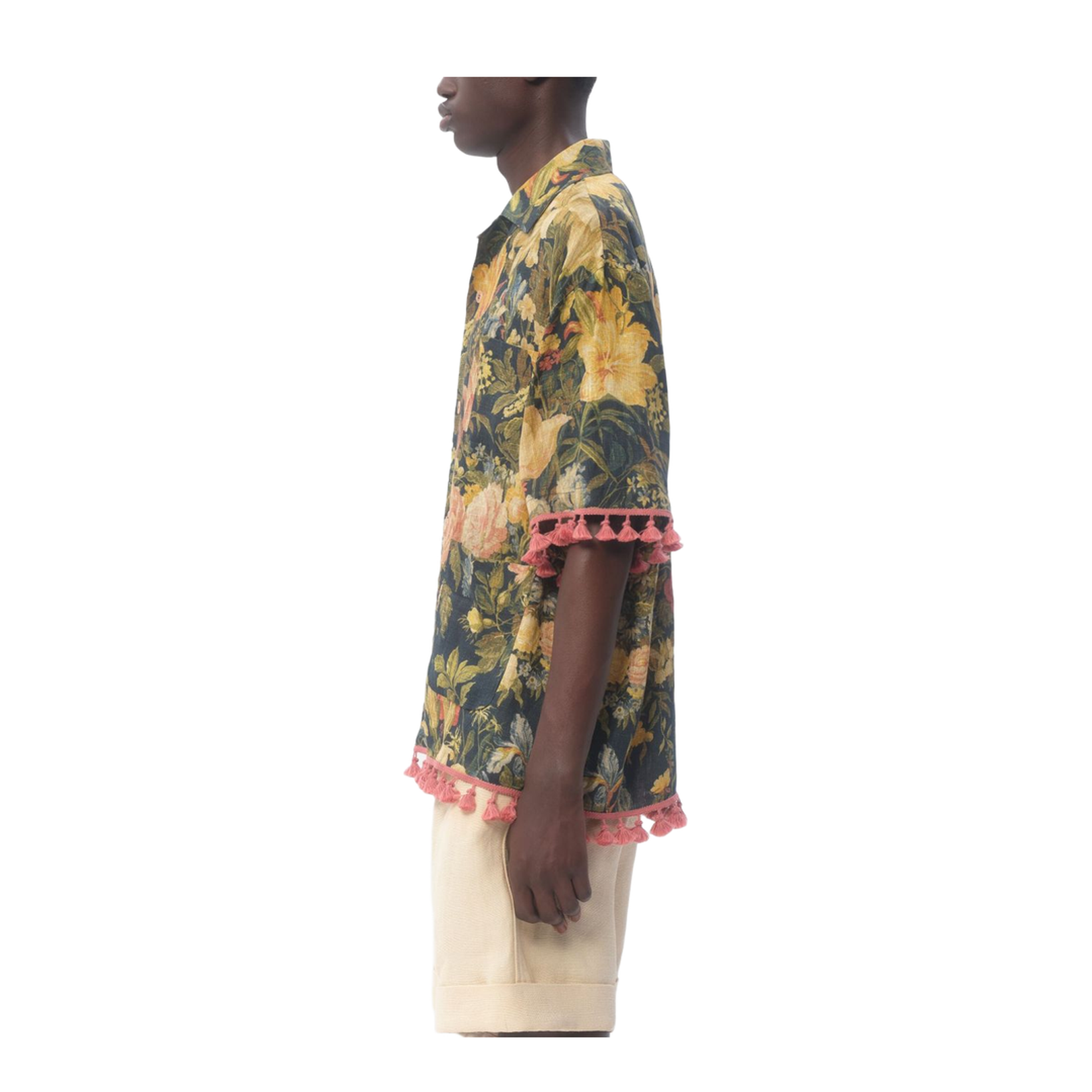 Linen Blend Bowling Shirt with Apres l'hiver Print