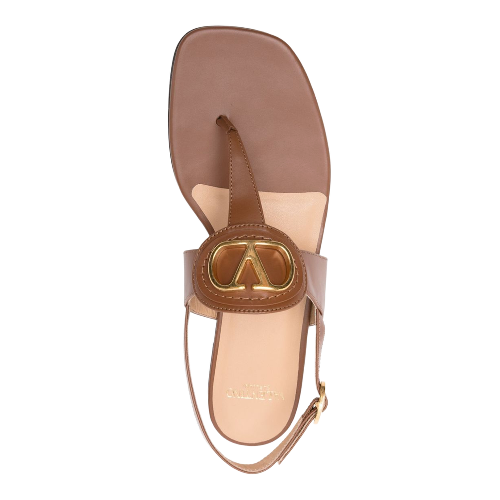 Brown Leather Vlogo Thong Sandals