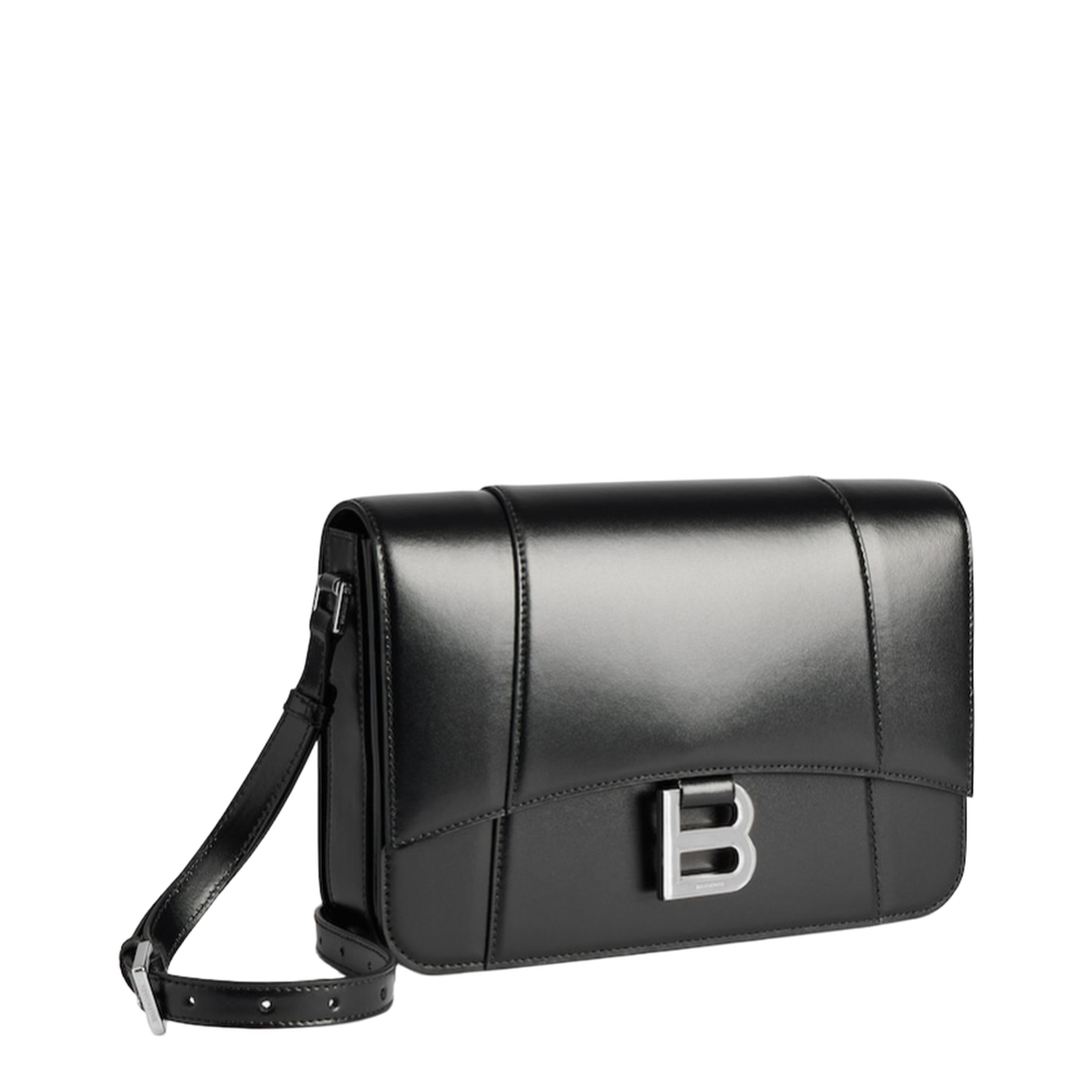 Hourglass Medium Flap Bag in Black