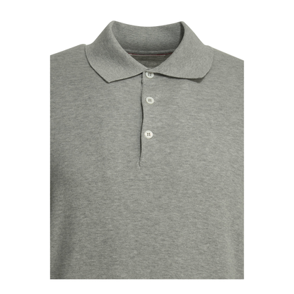 Buttons Long-Sleeve Polo Shirts Grey