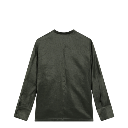 MAYFEYR -  - Ramie Canvas Shirt In Khaki Green - MSTBALDILI061