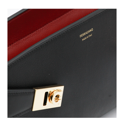 Hug East-West Calfskin Shoulder Bag - Black / Burgundy