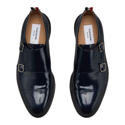 MAYFEYR - Thom Browne - Cap Toe Oxford Double Monkstrap Shoe With Micro Sole In Soft Spazzolato Leather - MFG018CL0043415