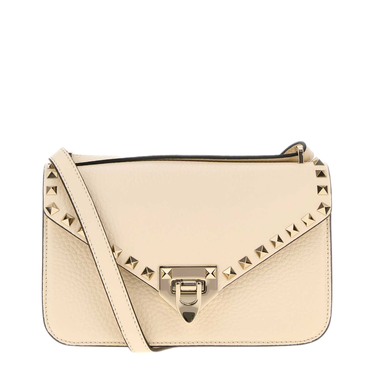 Rockstud Grained Calfskin Leather Shoulder Bags - Ivory