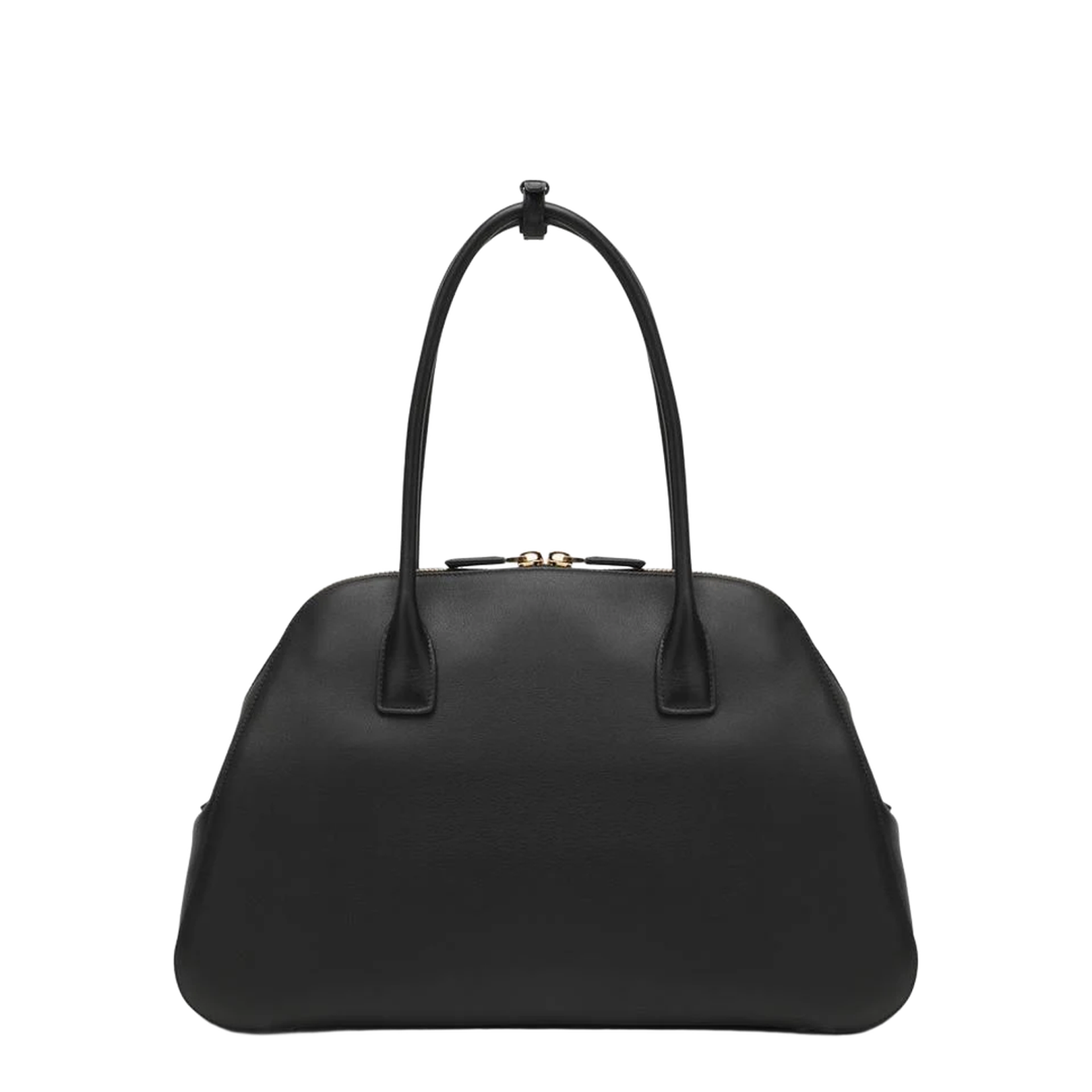 Large Black Leather Shopping Bag