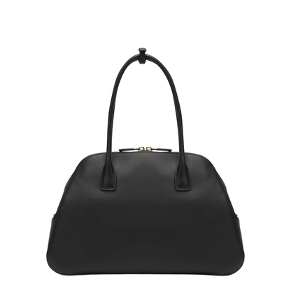Large Black Leather Shopping Bag