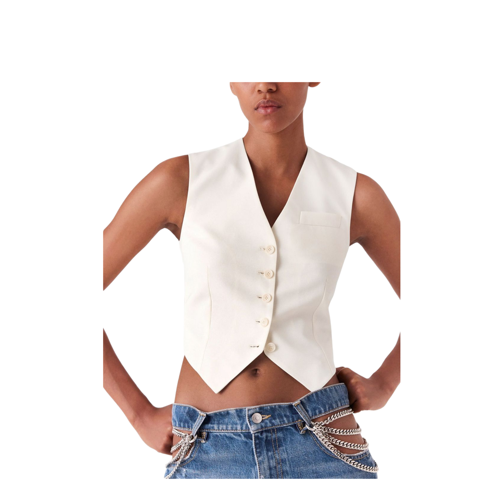 Cropped Tailored Wool Waistcoat
