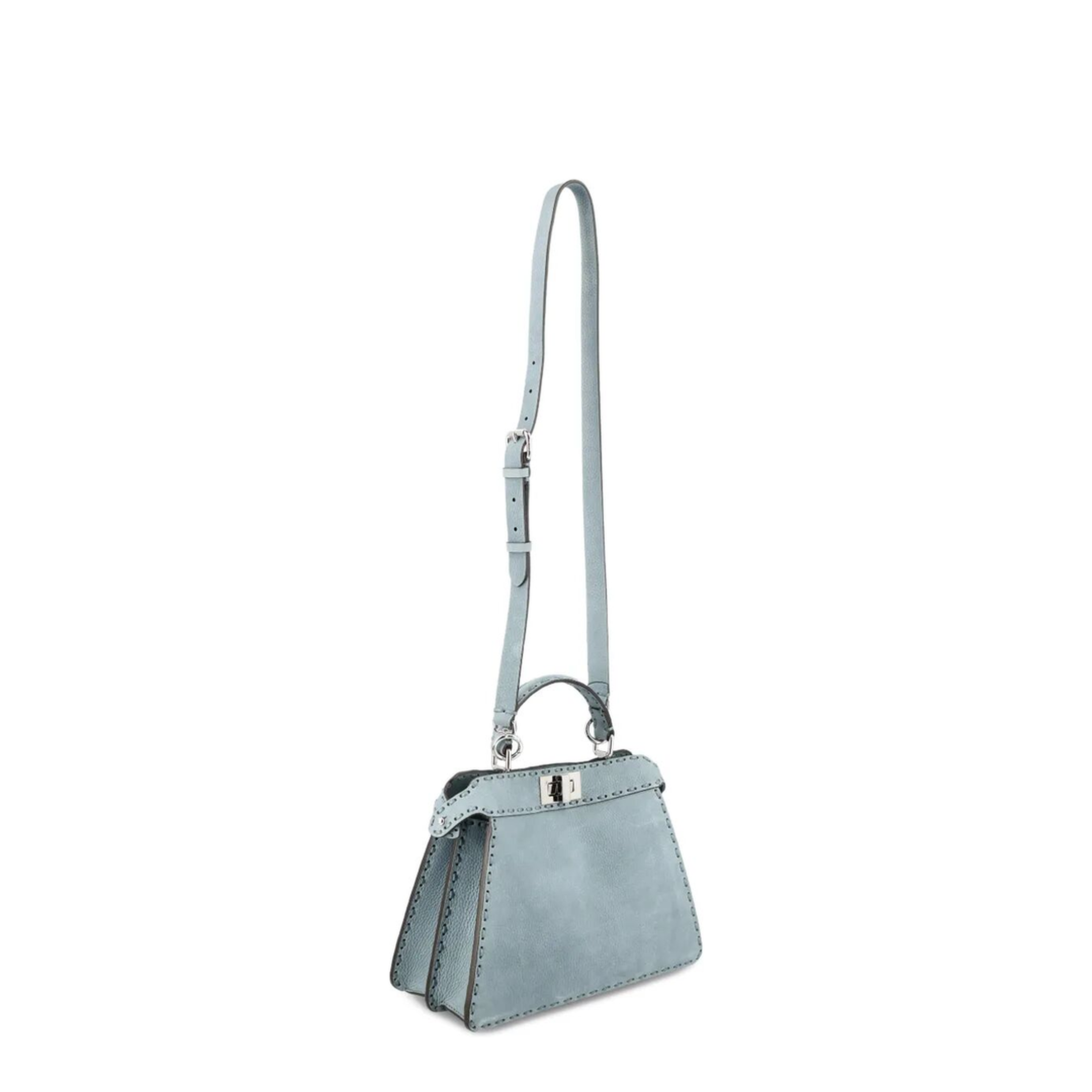 Peekaboo ISeeU Small Calfskin Tote - Mercury Blue