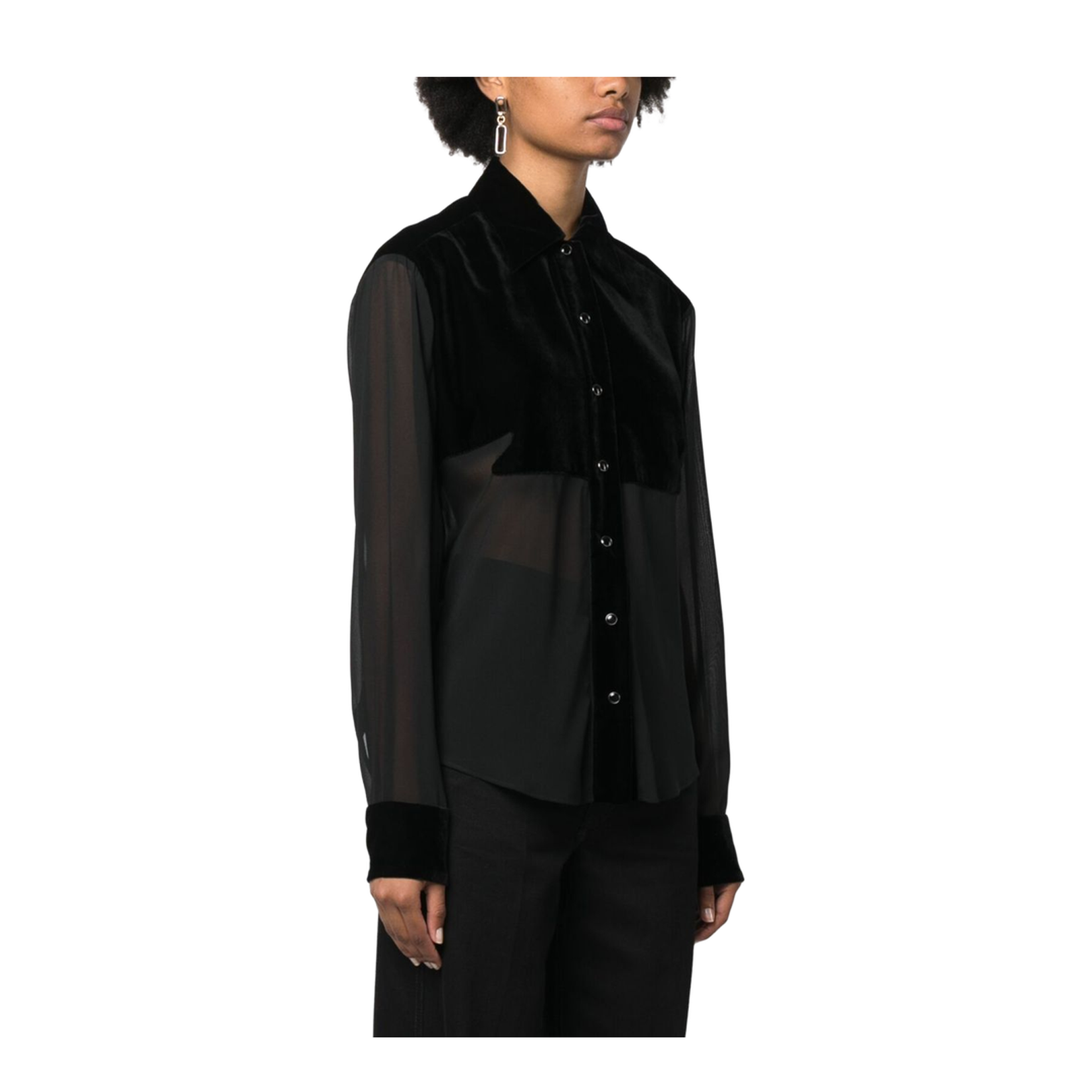 Panelled Buttoned Silk Shirt