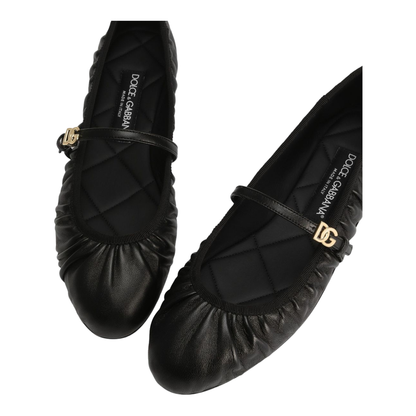 Nappa Leather Ballet Flats in Black