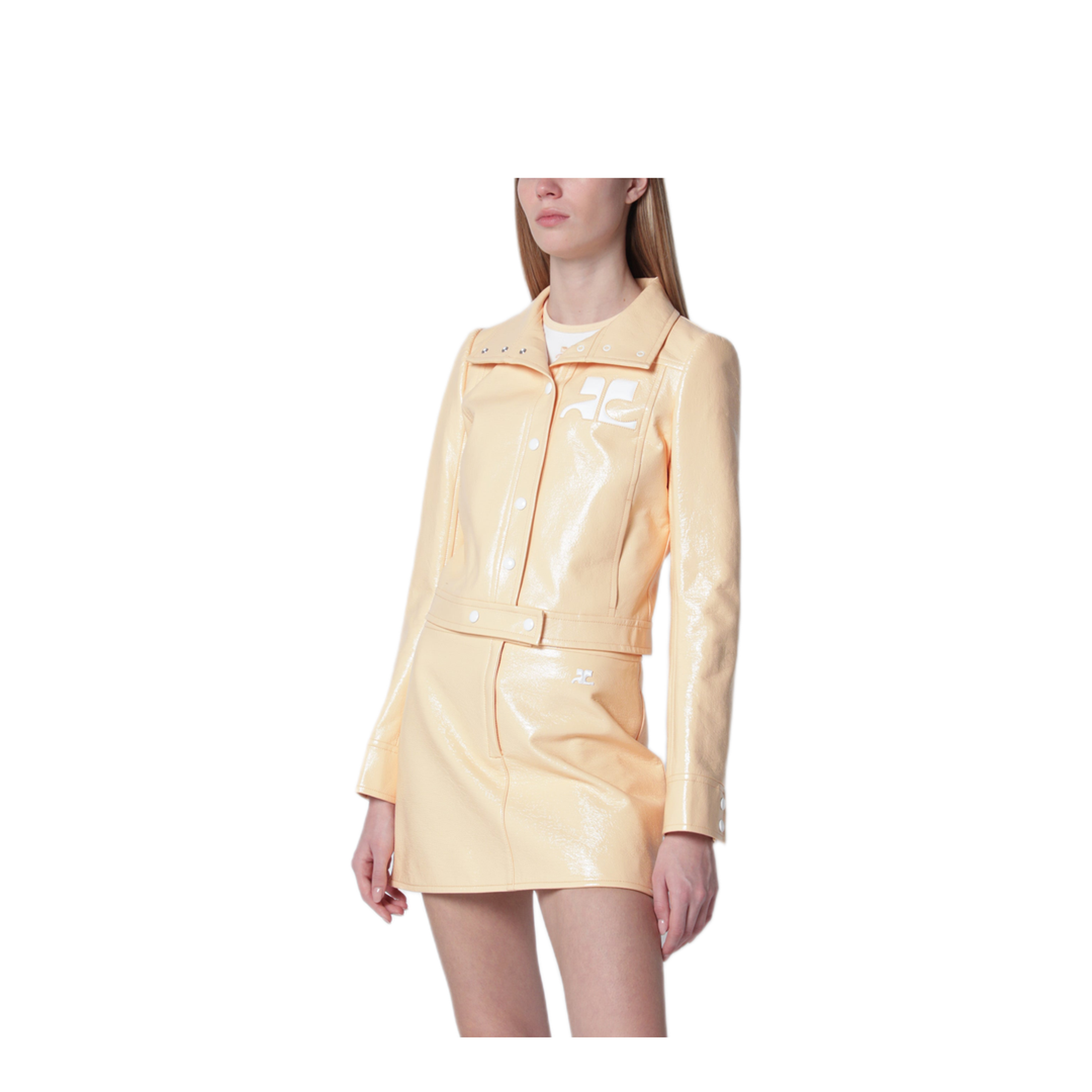 MAYFEYR - Courreges - Reedition High Neck Vinyl Jacket In Orange - 223CBL005VY00143058