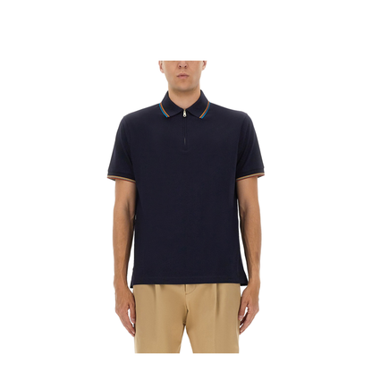Cotton Polo Shirt with Zipper