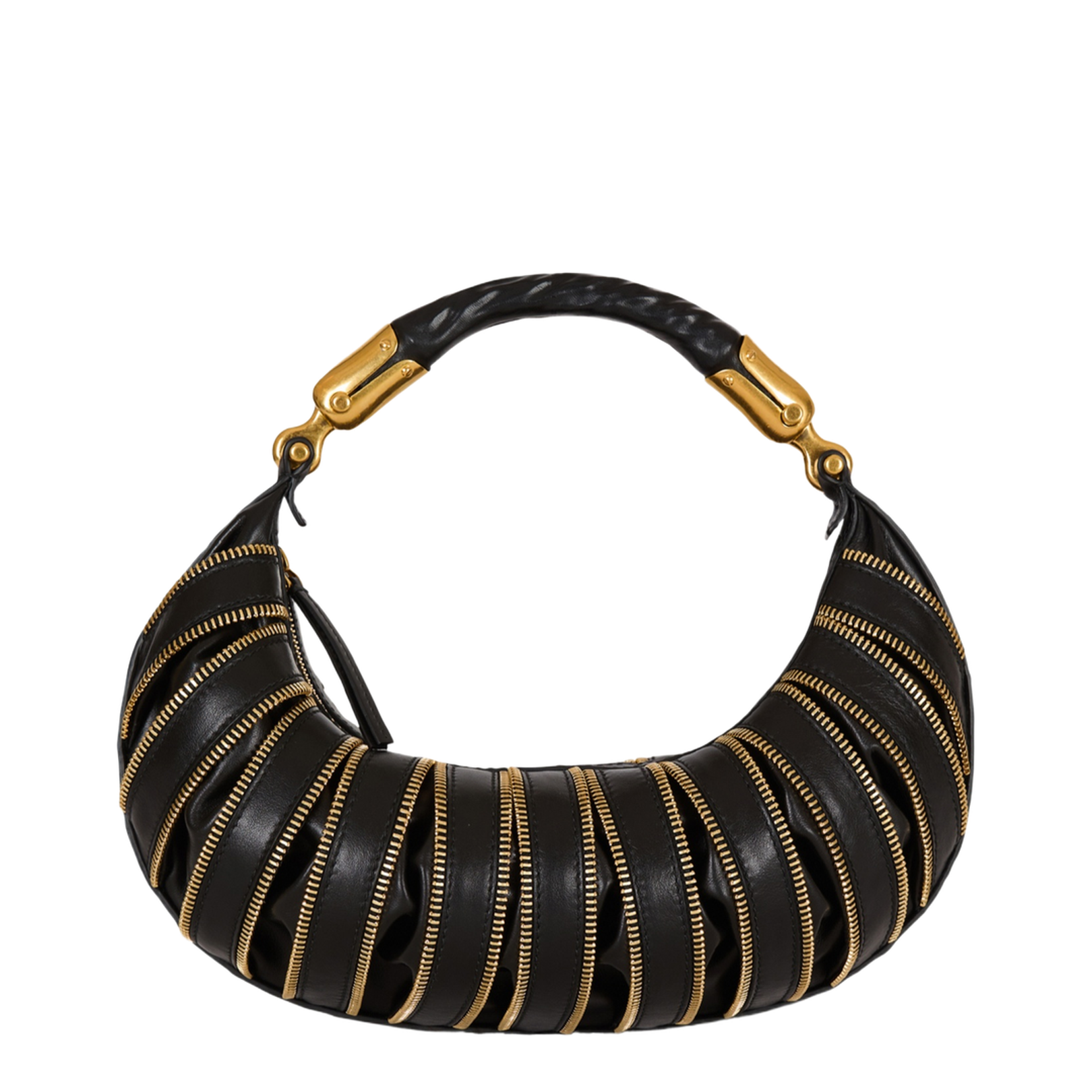 Medium Ebene Zips Bag in Calfskin Leather Black