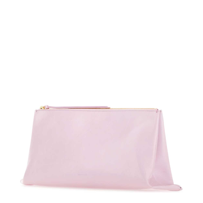 Pastel Pink Leather Medium Clutch