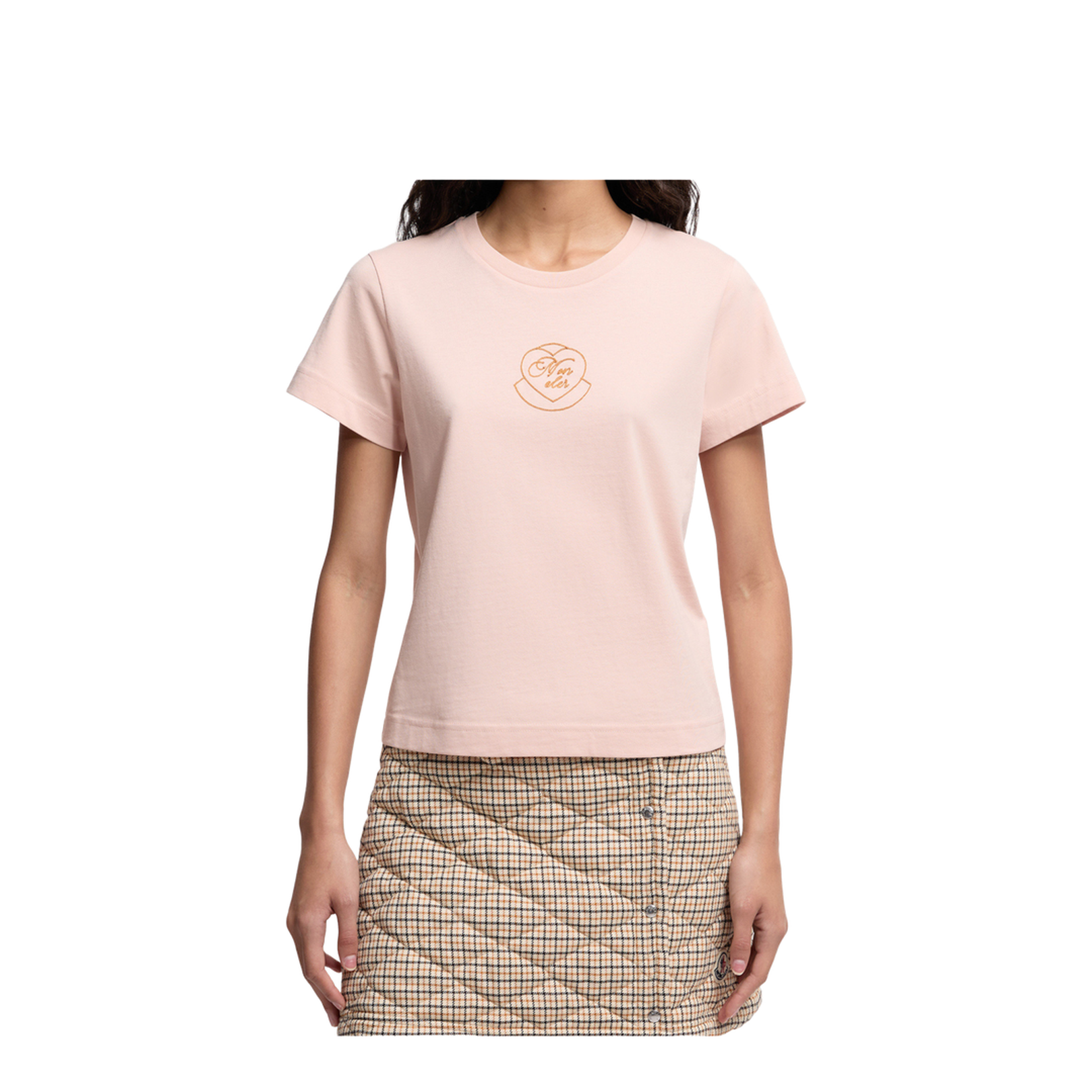 Light Pink Embroidered Heart Logo Cotton T-Shirt