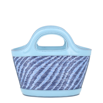 Blue Wavy Raffia-Effect Tropicalia Micro Bag