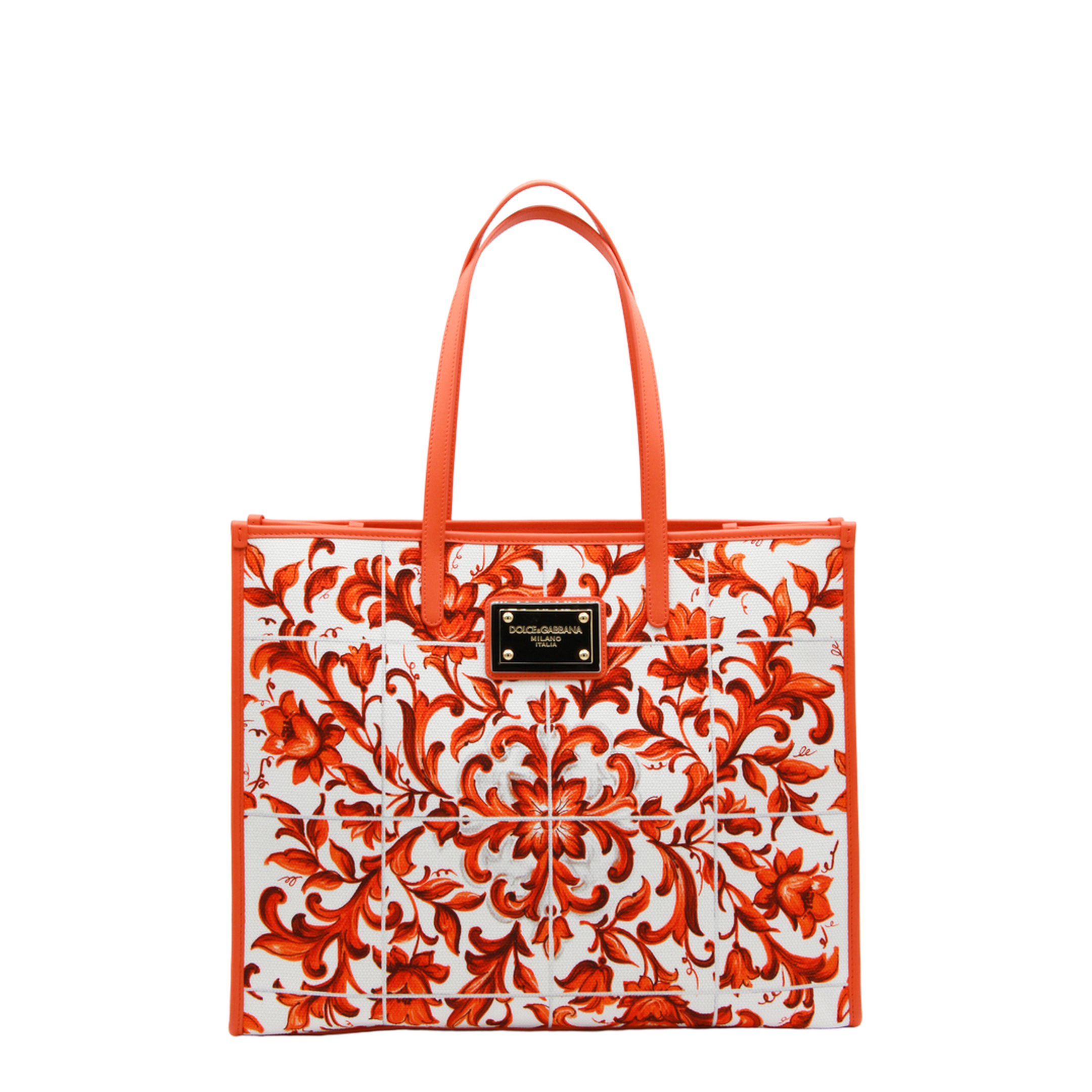 Maiolica Large Canvas Tote - White/Blue