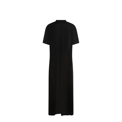 Black Maxi Train T-Shirt in Cotton Jersey