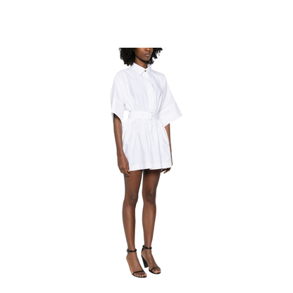 Mini Chemisier Dress in White Poplin