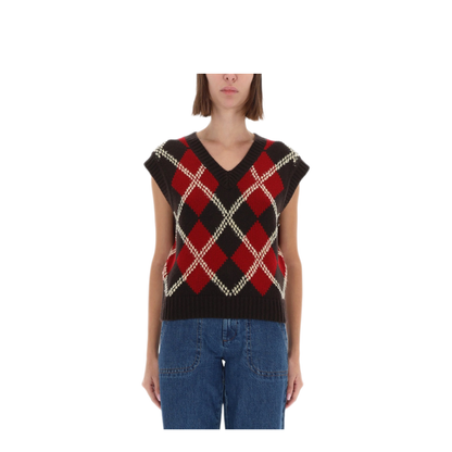 MAYFEYR - Guest In Residence - Argyle Vest - W34427AHBURNTCOCOACOMBO
