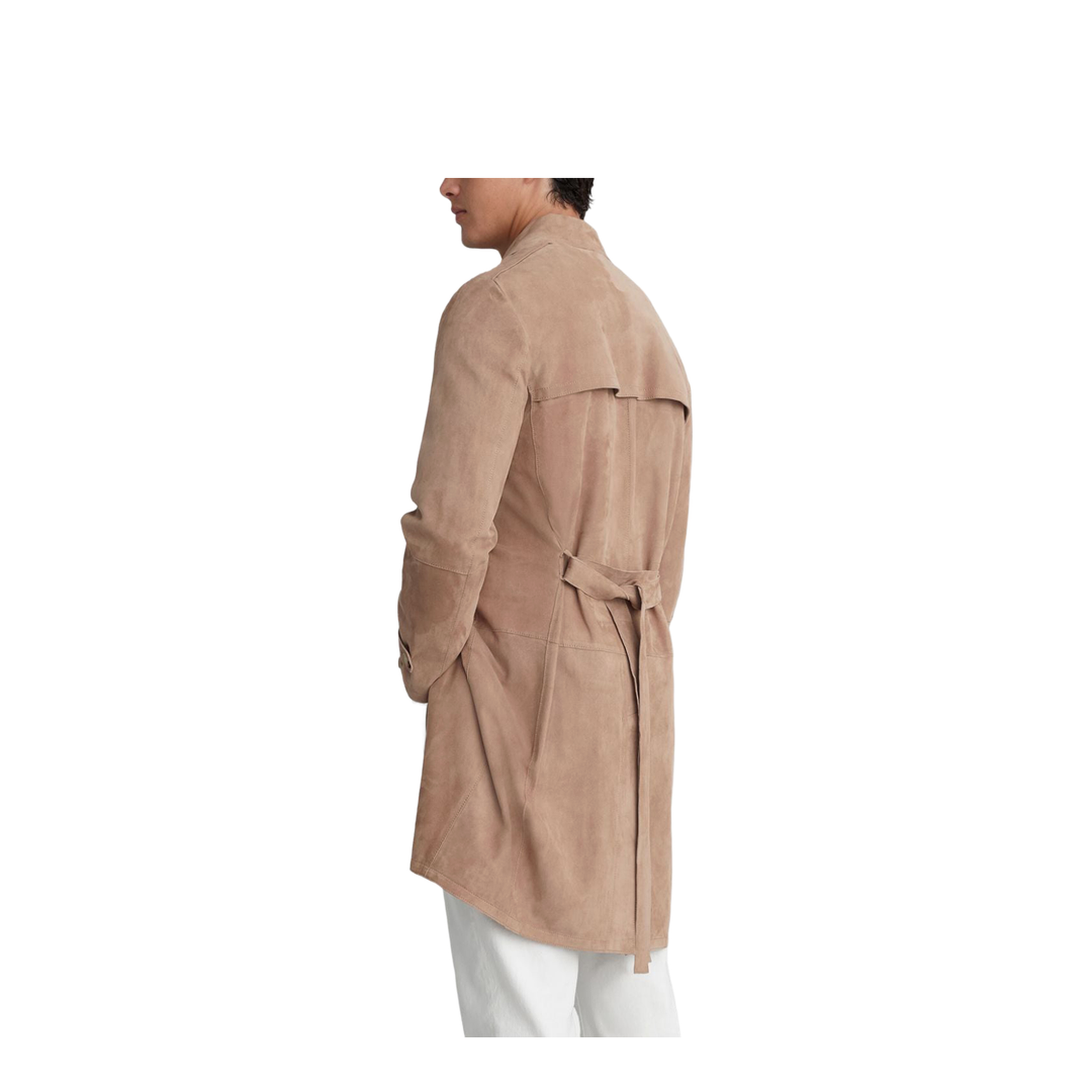 Suede Trench Coat - Beige