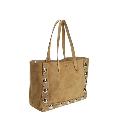 Beige Suede Shopping Bag