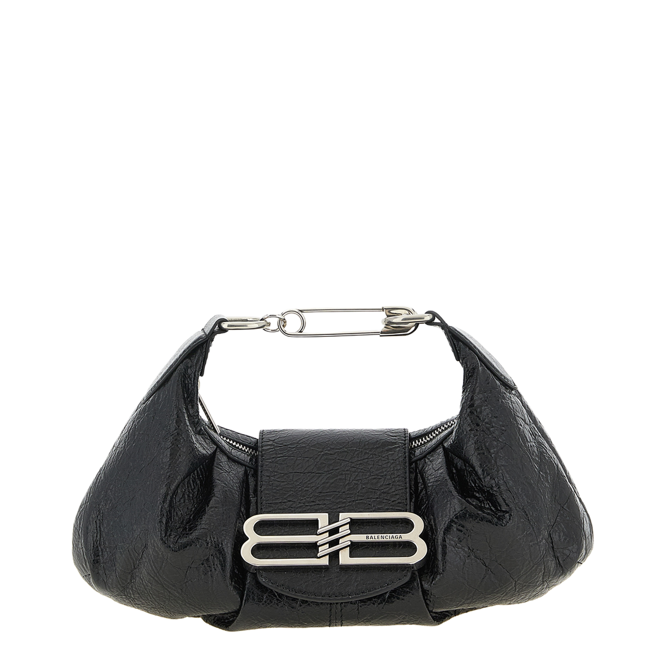 Black Leather Small Pamela Shoulder Bag