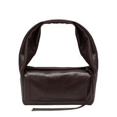 Small Lamb Leather Box Bag East West - Bordeaux