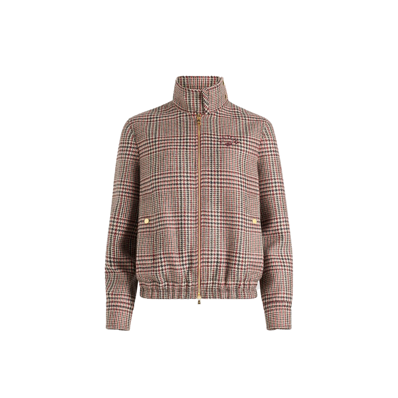 High Neck Bomber Jacket in Sustainable Wool Flannel