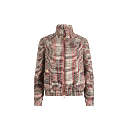 High Neck Bomber Jacket in Sustainable Wool Flannel