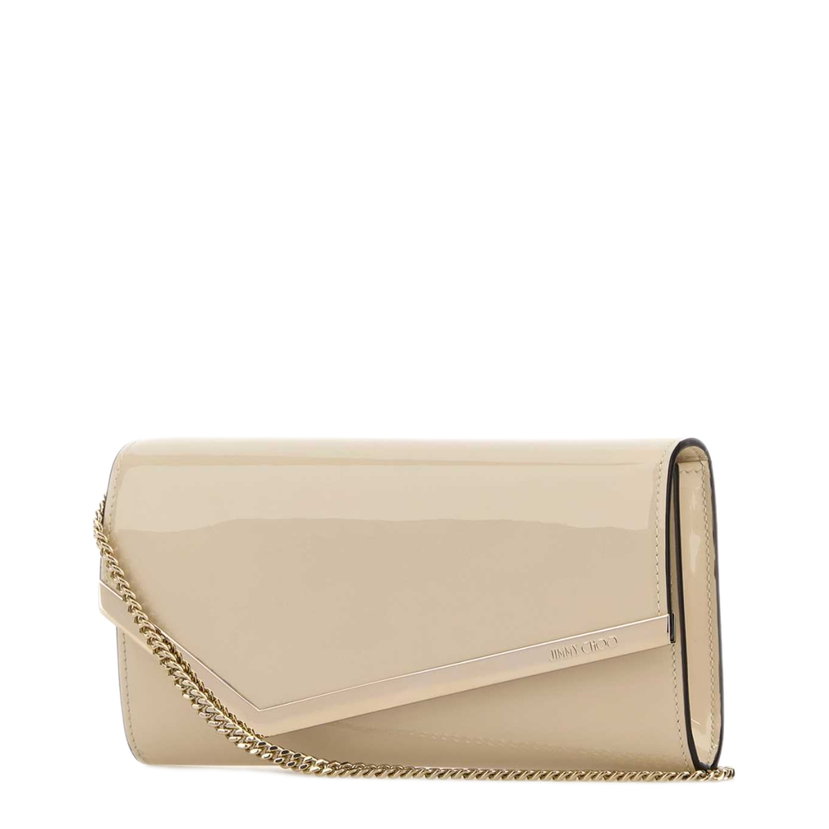 MAYFEYR - Jimmy Choo - Ivory Leather Emmie Clutch - EMMIEPATLATTELIGHTGOLD