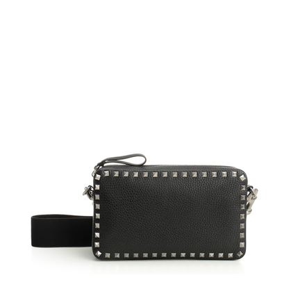 Grained Leather Rockstud Shoulder Bag