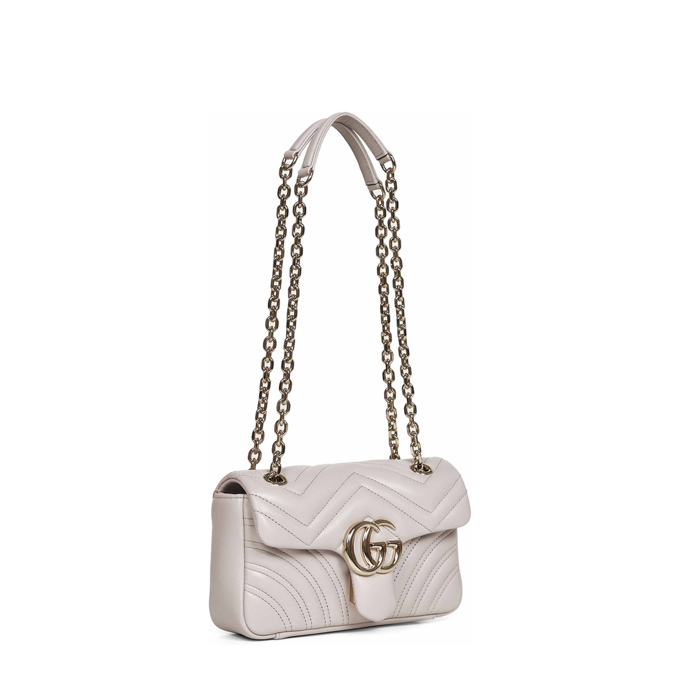 Small Shoulder Bag in Light Grey Leather