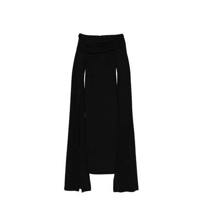 Black Off-Shoulder Neckline Maxi Length Dress