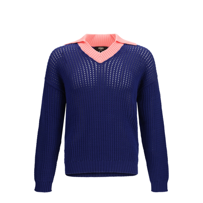 MAYFEYR - Fendi - Ribbed V-Neck Sweater With Ff Motif - FZE077AYY3