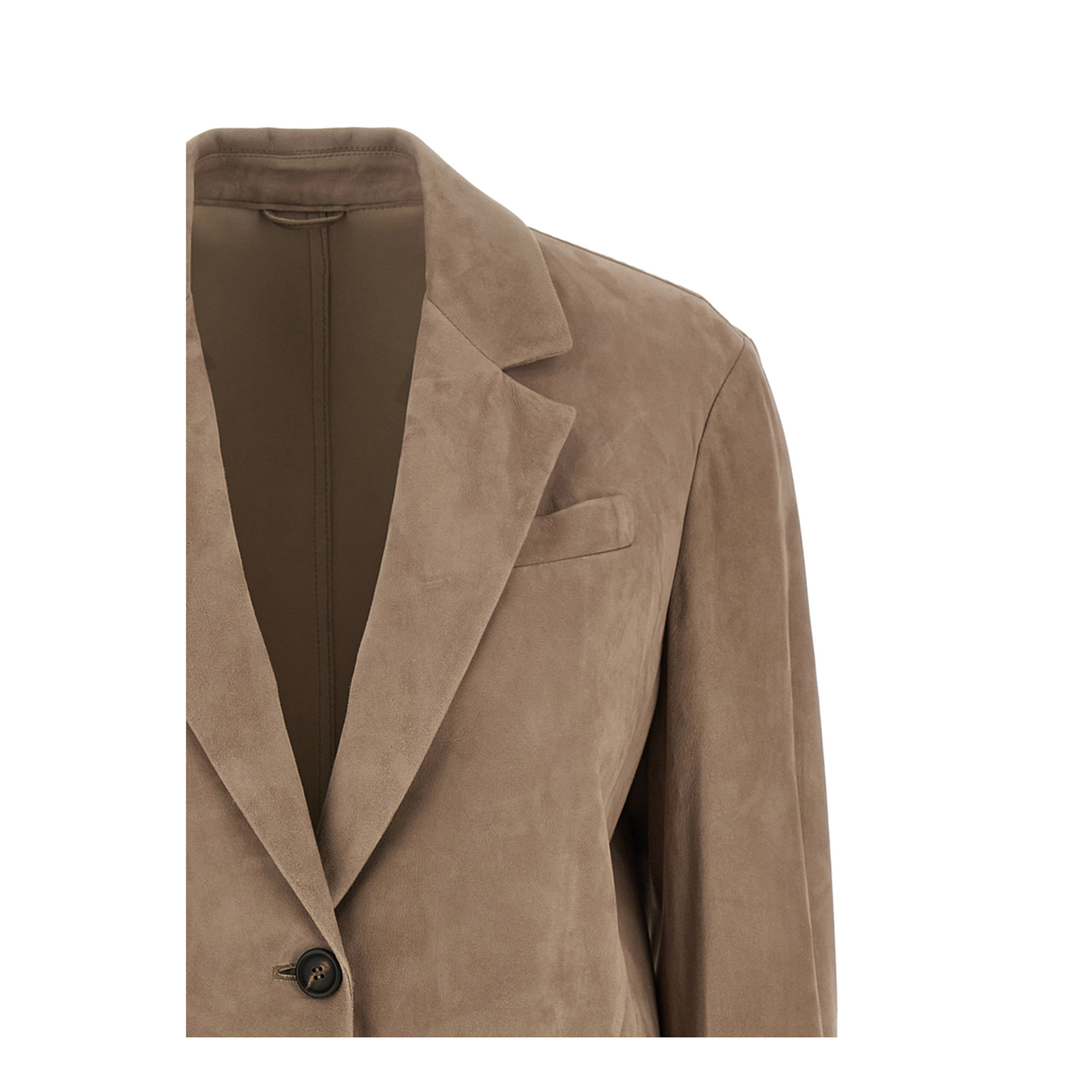 Suede Single-Breasted Blazer Brown