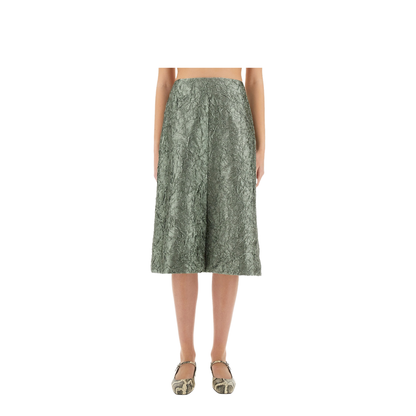 Ruched Satin Midi Skirt