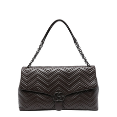 GG Marmont Maxi Matelassé Chevron Leather Shoulder Bag - Chocolate