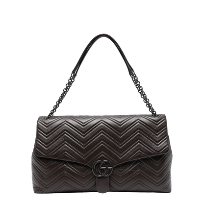 GG Marmont Maxi Matelassé Chevron Leather Shoulder Bag - Chocolate