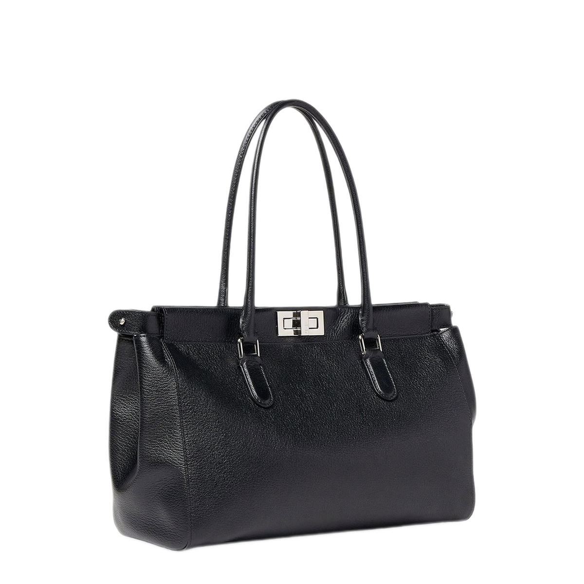 Peekaboo Small Calfskin Tote - Black