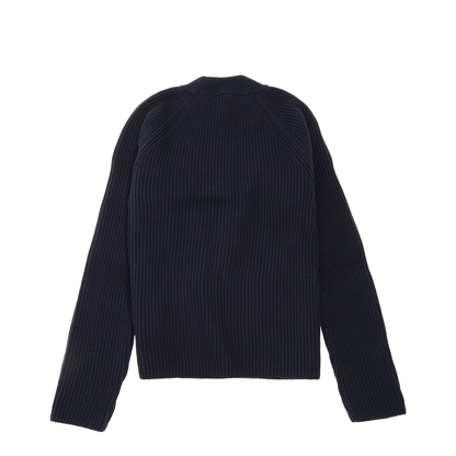 Navy Roll Neck Sweater Night Blue Red