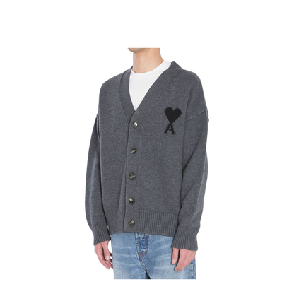 Dark Grey Felted Wool Button Front Closure