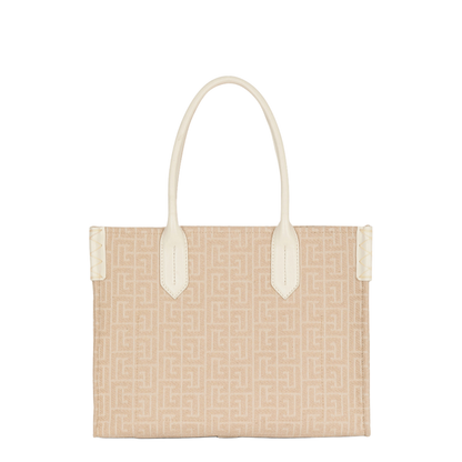 B-Army 36 Monogrammed Canvas Jacquard and Leather Tote Bag