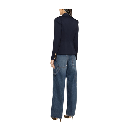 Fitted Double-Breasted Blazer Blue