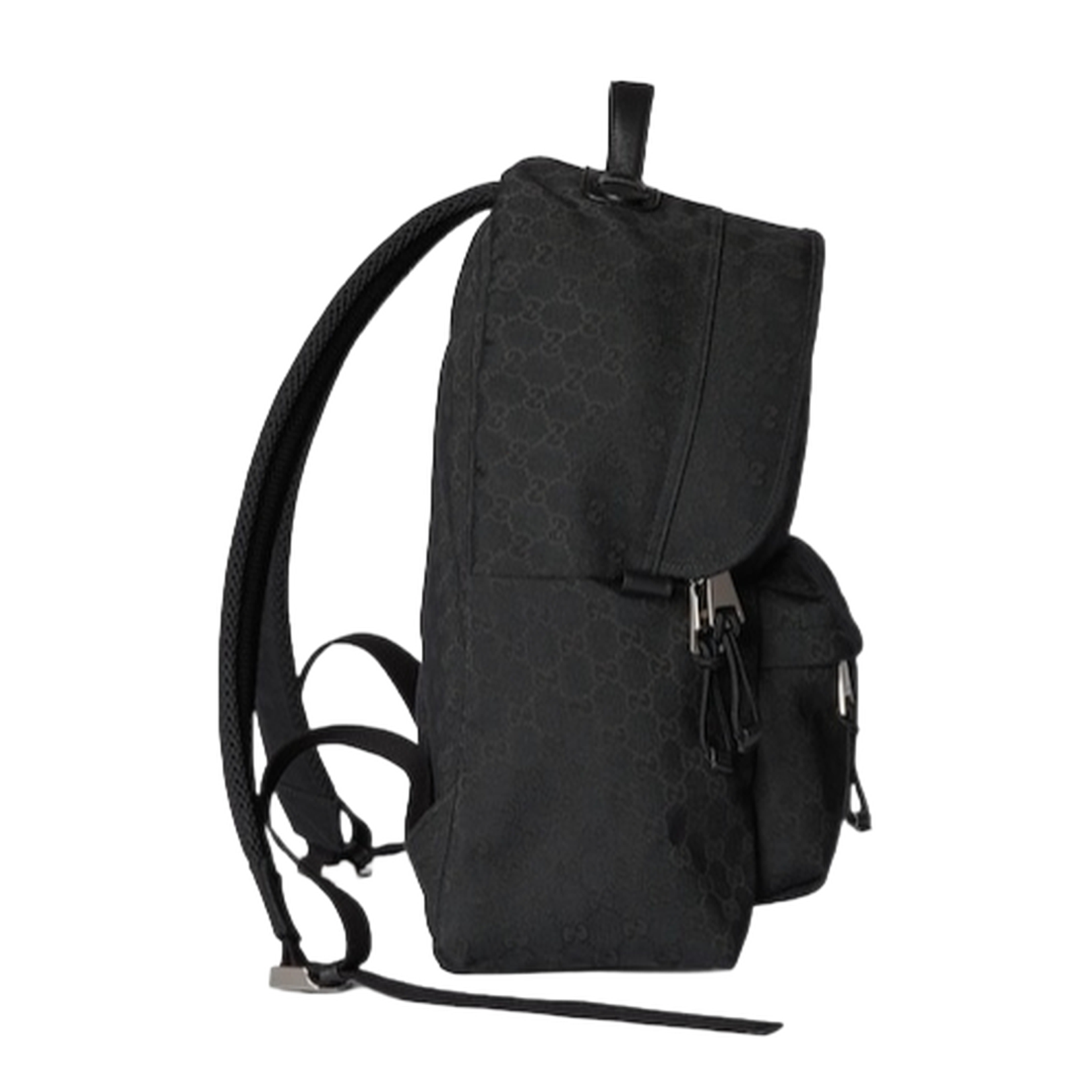 GG Canvas Medium Nylon Backpack - Black