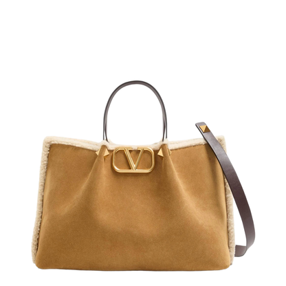 Suede And Sheepskin Medium Tote Bag